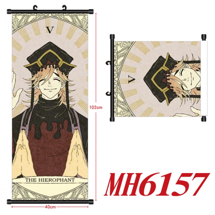 Demon Slayer Kimets Anime black Plastic rod Cloth painting Wall Scroll 40X102CM MH6157