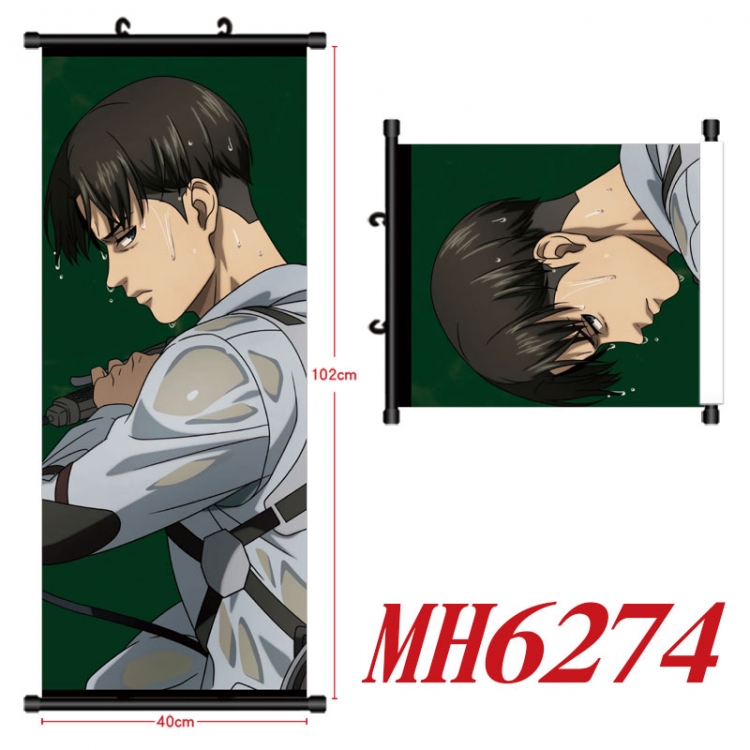 Shingeki no Kyojin Anime black Plastic rod Cloth painting Wall Scroll 40X102CM MH6274
