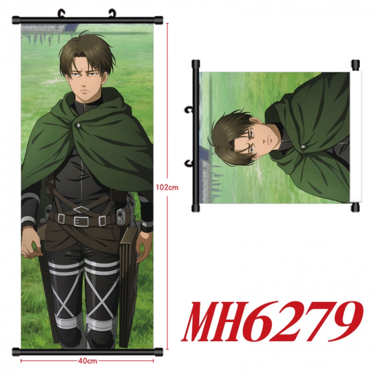 Shingeki no Kyojin Anime black Plastic rod Cloth painting Wall Scroll 40X102CM MH6279