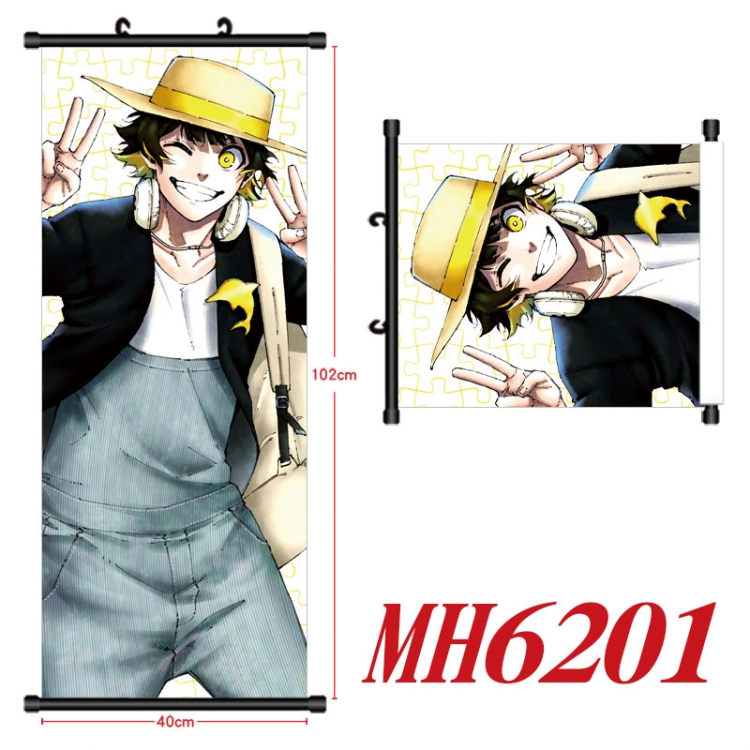 BLUE LOCK Anime black Plastic rod Cloth painting Wall Scroll 40X102CM MH6201