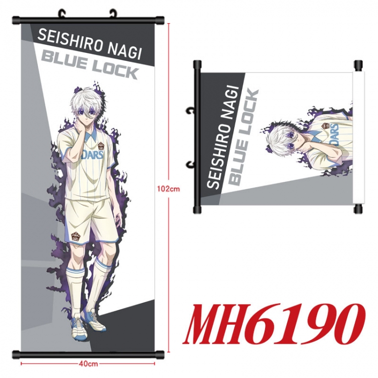 BLUE LOCK Anime black Plastic rod Cloth painting Wall Scroll 40X102CM MH6190