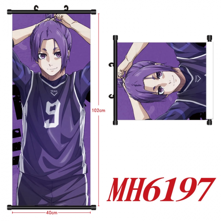 BLUE LOCK Anime black Plastic rod Cloth painting Wall Scroll 40X102CM  MH6197