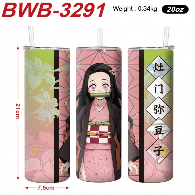 Demon Slayer Kimets Anime printing insulation cup straw cup 21X7.5CM  BWB-3291A