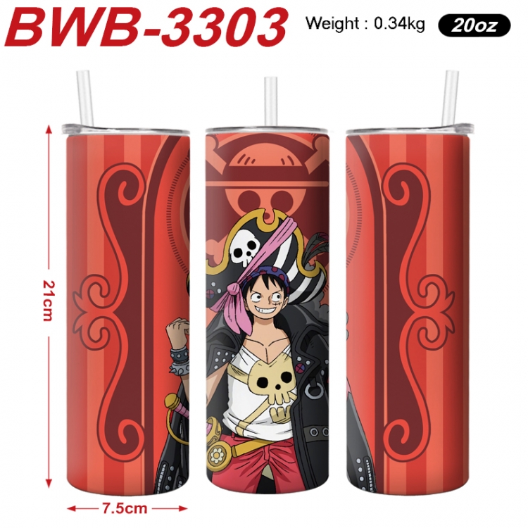One Piece Anime printing insulation cup straw cup 21X7.5CM BWB-3303A