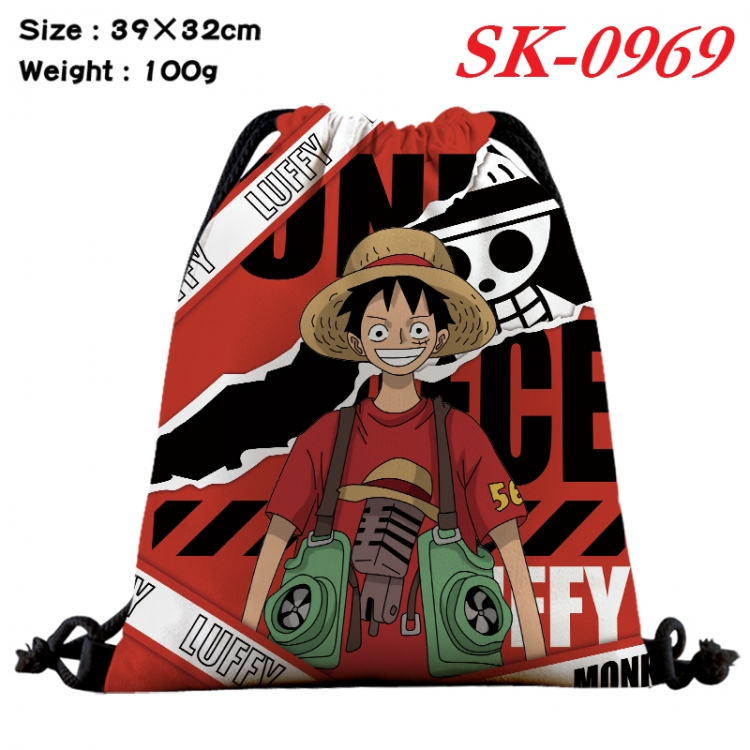 One Piece cartoon Waterproof Nylon Full Color Drawstring Pocket 39x32cm  SK-0969