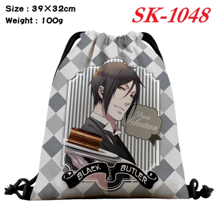 Kuroshitsuji cartoon Waterproof Nylon Full Color Drawstring Pocket 39x32cm SK-1048