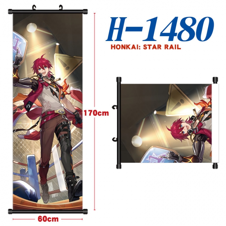 Honkai: Star Rail Black plastic rod cloth hanging canvas painting Wall Scroll 60x170cm  H-1480