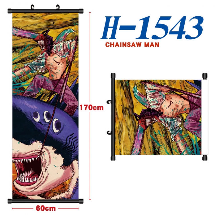 Chainsaw man Black plastic rod cloth hanging canvas painting Wall Scroll 60x170cm  H-1543