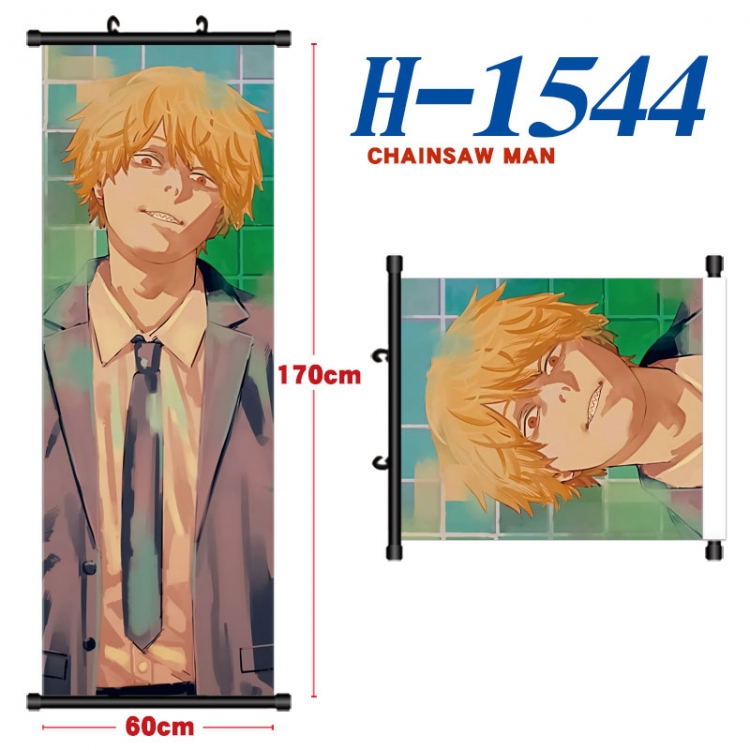 Chainsaw man Black plastic rod cloth hanging canvas painting Wall Scroll 60x170cm  H-1544