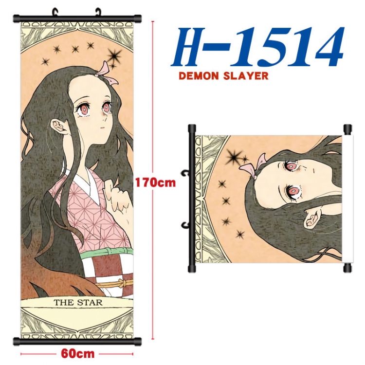 Demon Slayer Kimets Black plastic rod cloth hanging canvas painting Wall Scroll 60x170cm  H-1514