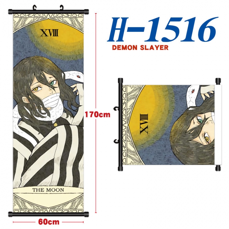 Demon Slayer Kimets Black plastic rod cloth hanging canvas painting Wall Scroll 60x170cm  H-1516