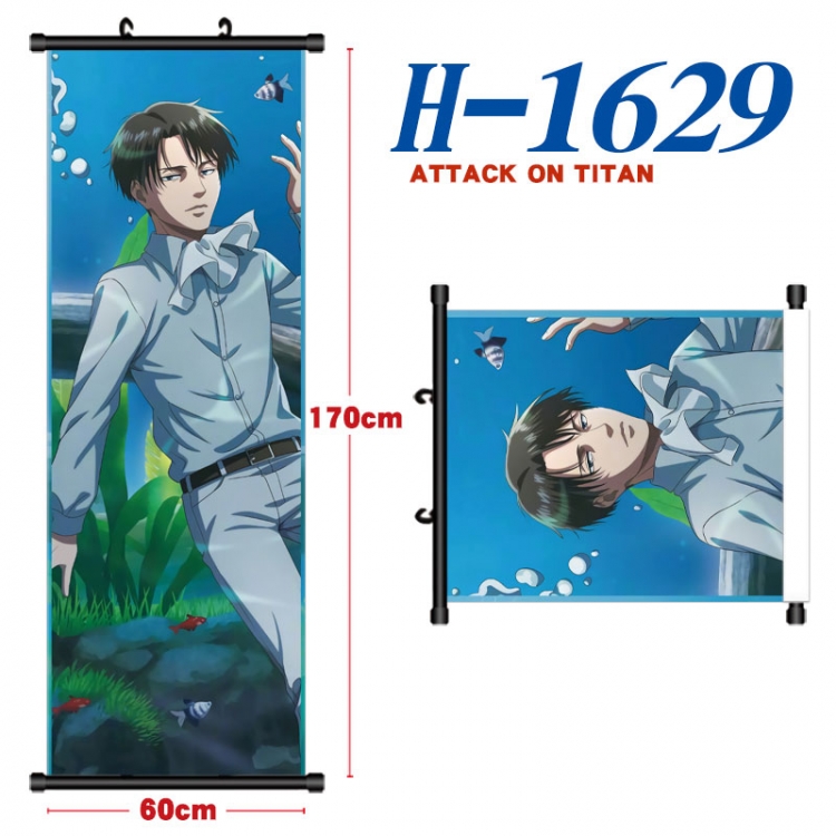 Shingeki no Kyojin Black plastic rod cloth hanging canvas painting Wall Scroll 60x170cm  H-1629
