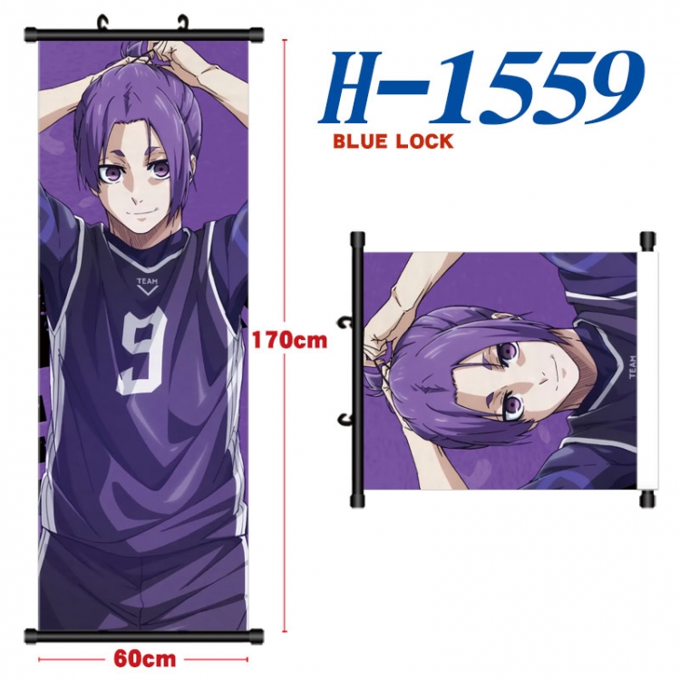 BLUE LOCK Black plastic rod cloth hanging canvas painting Wall Scroll 60x170cm  H-1559