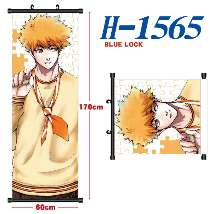 BLUE LOCK Black plastic rod cloth hanging canvas painting Wall Scroll 60x170cm H-1565