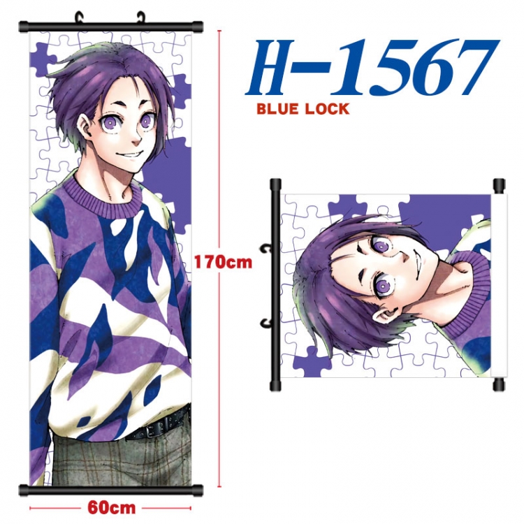 BLUE LOCK Black plastic rod cloth hanging canvas painting Wall Scroll 60x170cm  H-1567