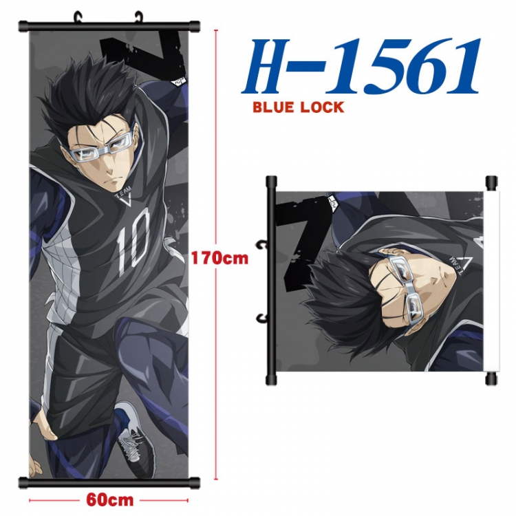 BLUE LOCK Black plastic rod cloth hanging canvas painting Wall Scroll 60x170cm H-1561
