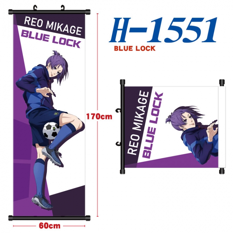 BLUE LOCK Black plastic rod cloth hanging canvas painting Wall Scroll 60x170cm  H-1551