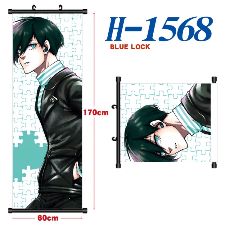 BLUE LOCK Black plastic rod cloth hanging canvas painting Wall Scroll 60x170cm H-1568
