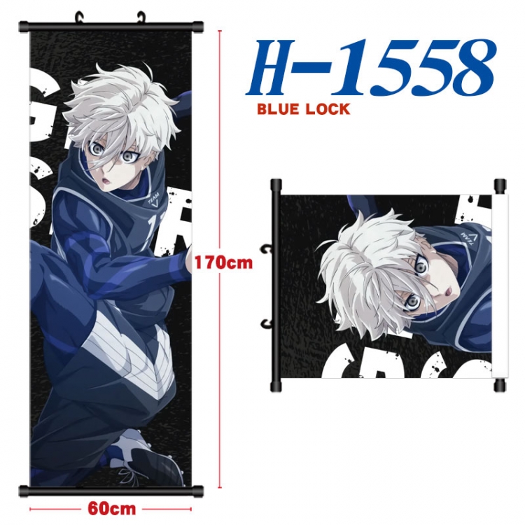 BLUE LOCK Black plastic rod cloth hanging canvas painting Wall Scroll 60x170cm H-1558