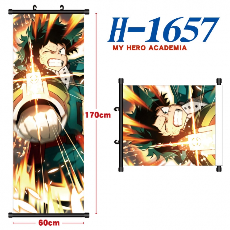 My Hero Academia Black plastic rod cloth hanging canvas painting Wall Scroll 60x170cm H-1657