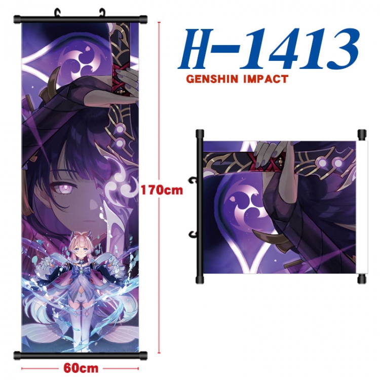 Genshin Impact Black plastic rod cloth hanging canvas painting Wall Scroll 60x170cm H-1413