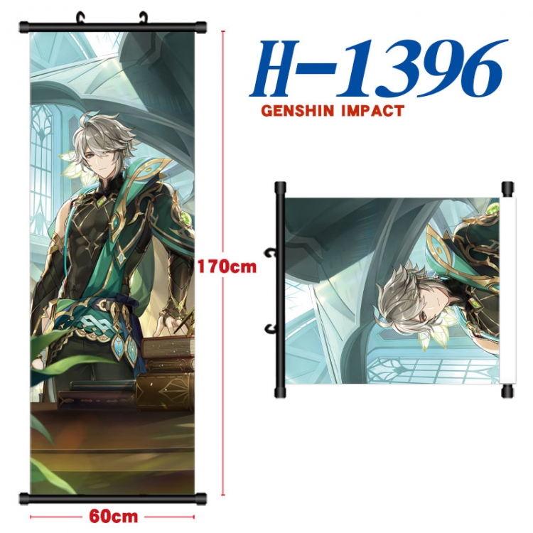 Genshin Impact Black plastic rod cloth hanging canvas painting Wall Scroll 60x170cm H-1396