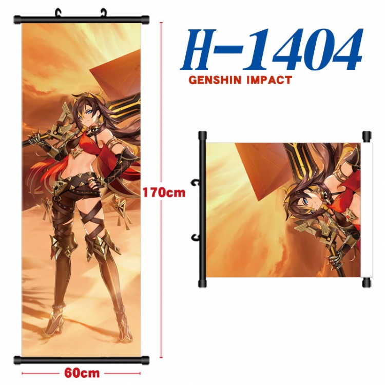 Genshin Impact Black plastic rod cloth hanging canvas painting Wall Scroll 60x170cm  H-1404