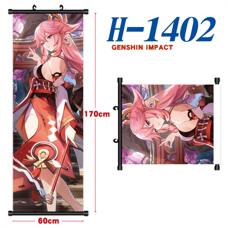 Genshin Impact Black plastic rod cloth hanging canvas painting Wall Scroll 60x170cm  H-1402