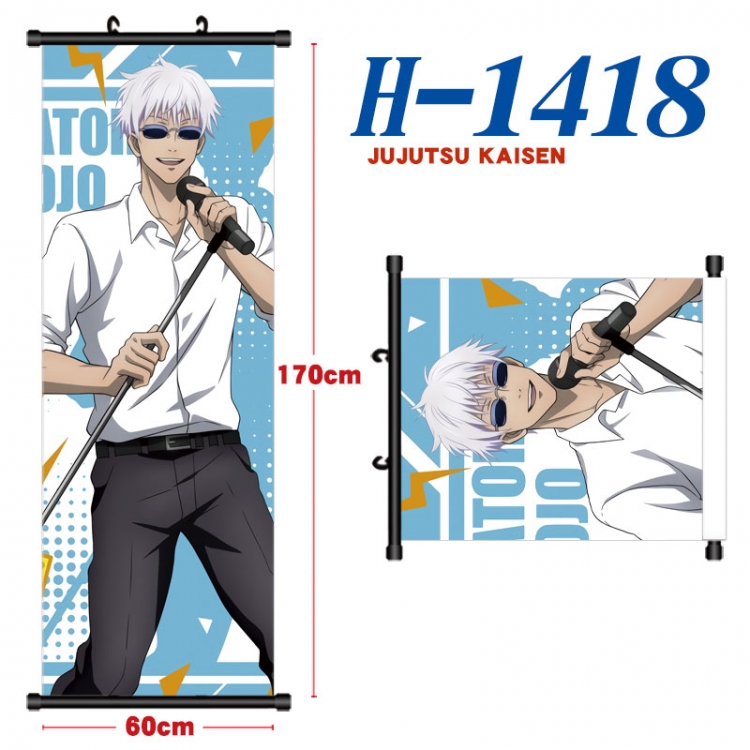 Jujutsu Kaisen Black plastic rod cloth hanging canvas painting Wall Scroll 60x170cm H-1418
