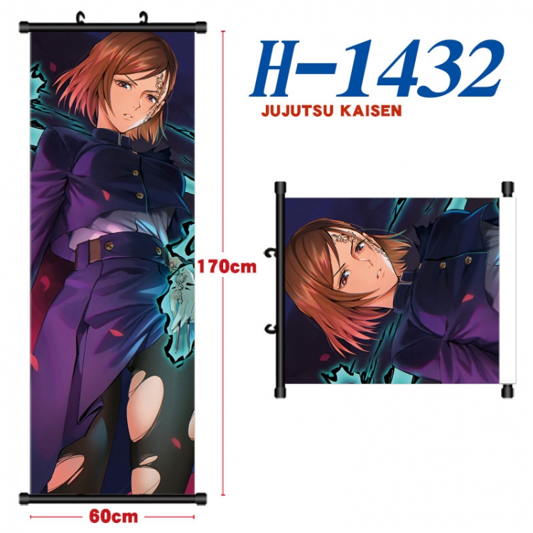 Jujutsu Kaisen Black plastic rod cloth hanging canvas painting Wall Scroll 60x170cm H-1432