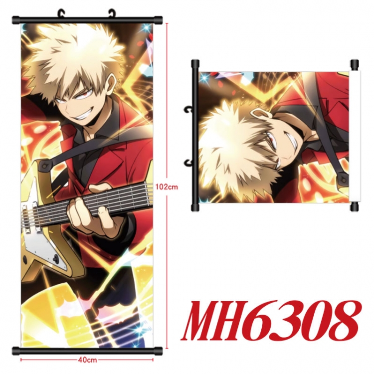 My Hero Academia Anime black Plastic rod Cloth painting Wall Scroll 40X102CM MH6308