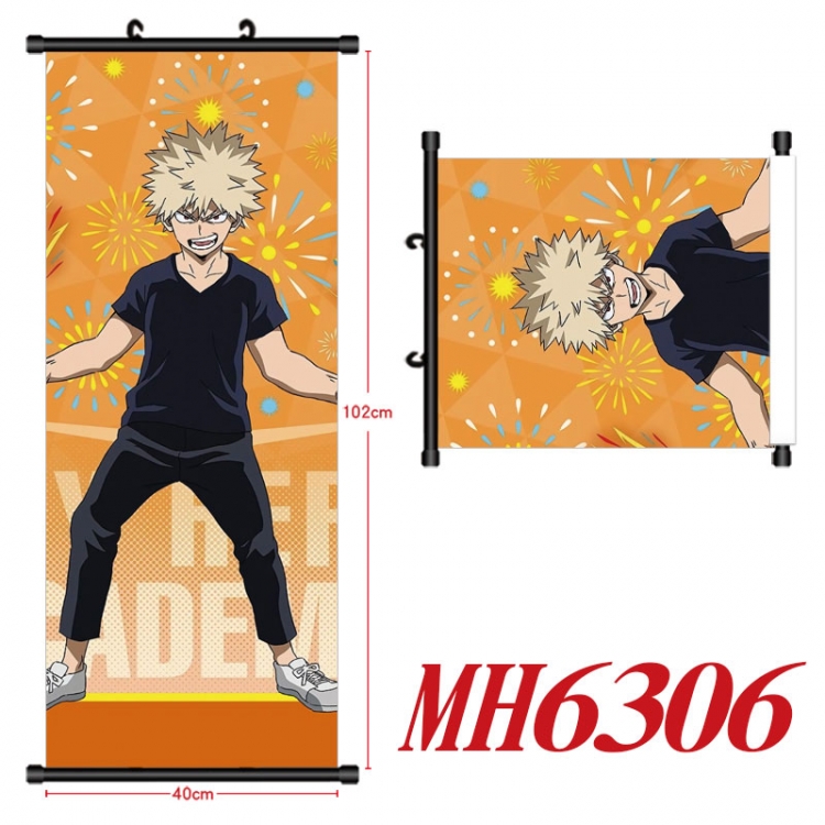 My Hero Academia Anime black Plastic rod Cloth painting Wall Scroll 40X102CM MH6306