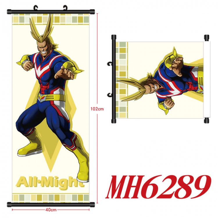 My Hero Academia Anime black Plastic rod Cloth painting Wall Scroll 40X102CM MH6289