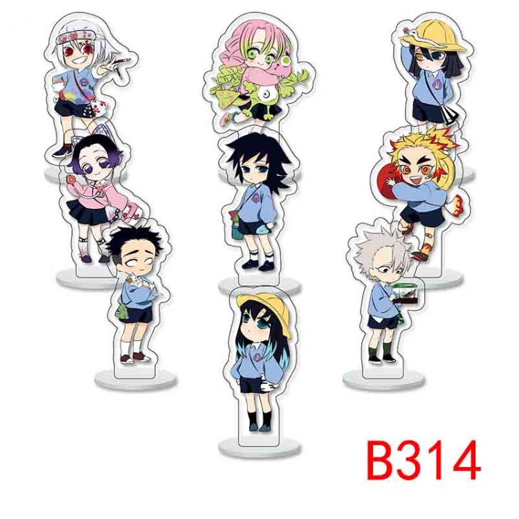 Demon Slayer Kimets Anime Character acrylic Small Standing Plates  Keychain 6cm a set of 9 B314
