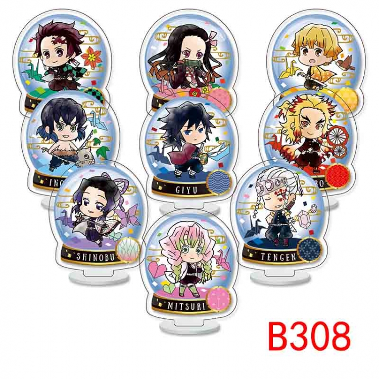 Demon Slayer Kimets Anime Character acrylic Small Standing Plates  Keychain 6cm a set of 9 B308