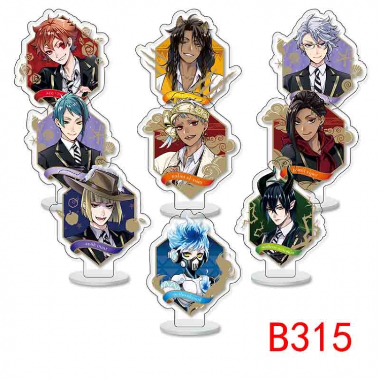 Disney Twisted-Wonderland Anime Character acrylic Small Standing Plates  Keychain 6cm a set of 9 B315