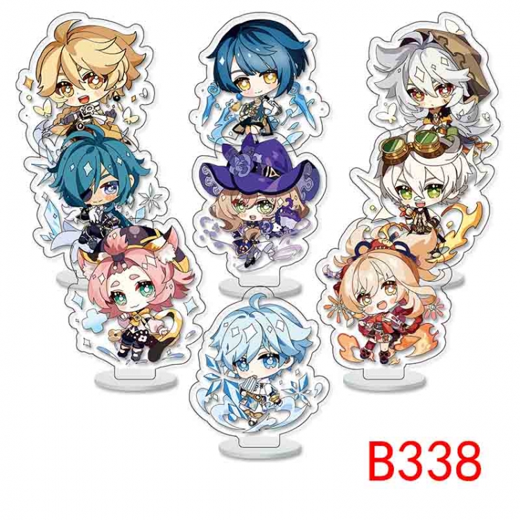 Genshin Impact Anime Character acrylic Small Standing Plates  Keychain 6cm a set of 9 B338
