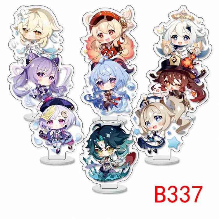Genshin Impact Anime Character acrylic Small Standing Plates  Keychain 6cm a set of 9 B337