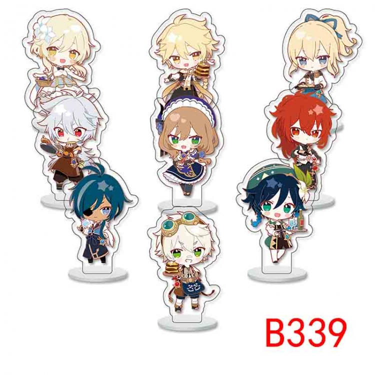 Genshin Impact Anime Character acrylic Small Standing Plates  Keychain 6cm a set of 9 B339