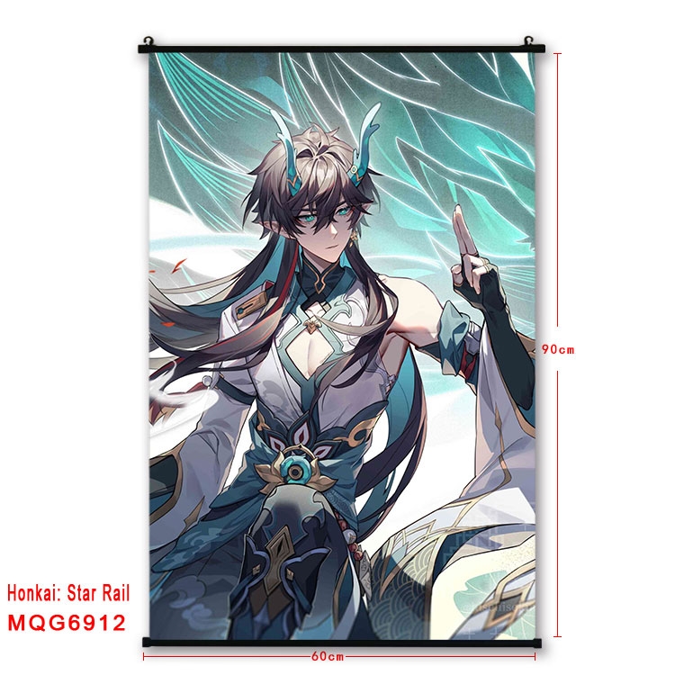 Honkai: Star Rail Anime black Plastic rod Cloth painting Wall Scroll 60X90CM  MQG-6912