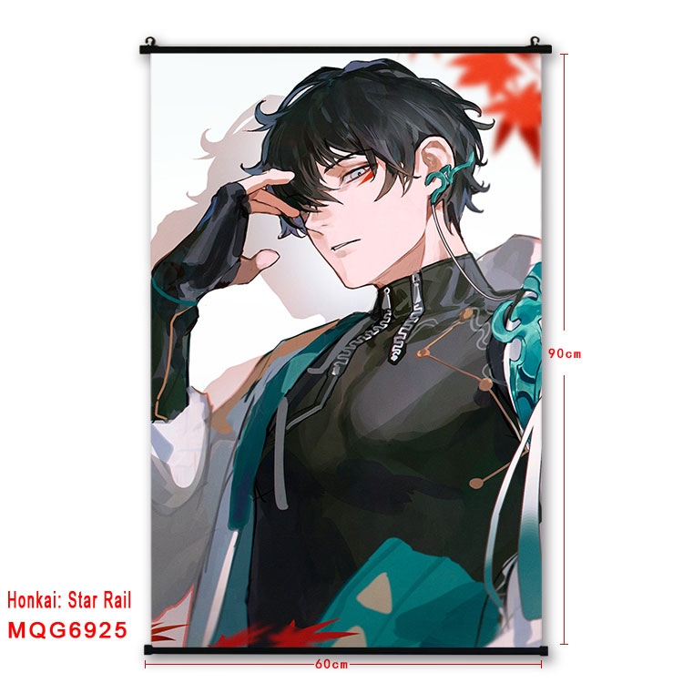 Honkai: Star Rail Anime black Plastic rod Cloth painting Wall Scroll 60X90CM  MQG-6925