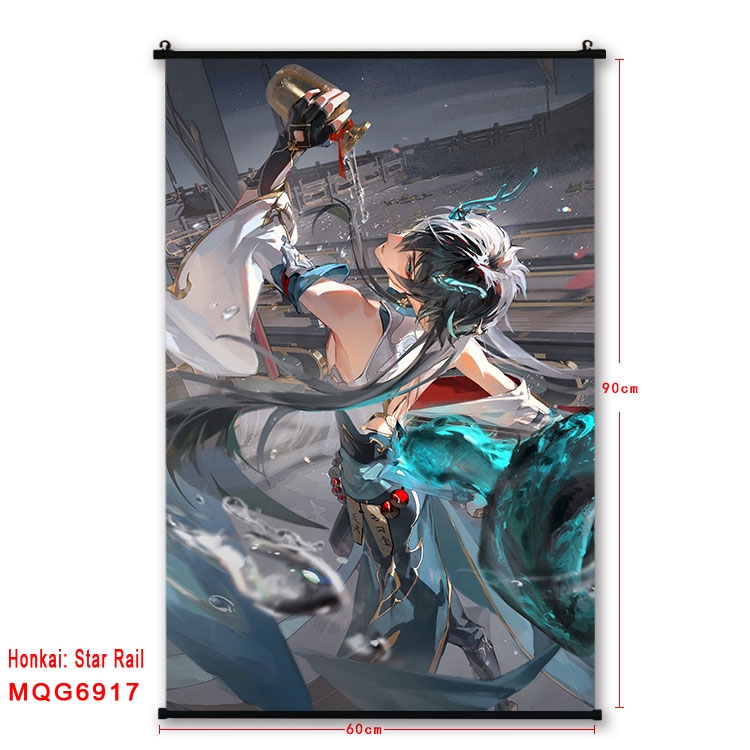 Honkai: Star Rail Anime black Plastic rod Cloth painting Wall Scroll 60X90CM  MQG-6917