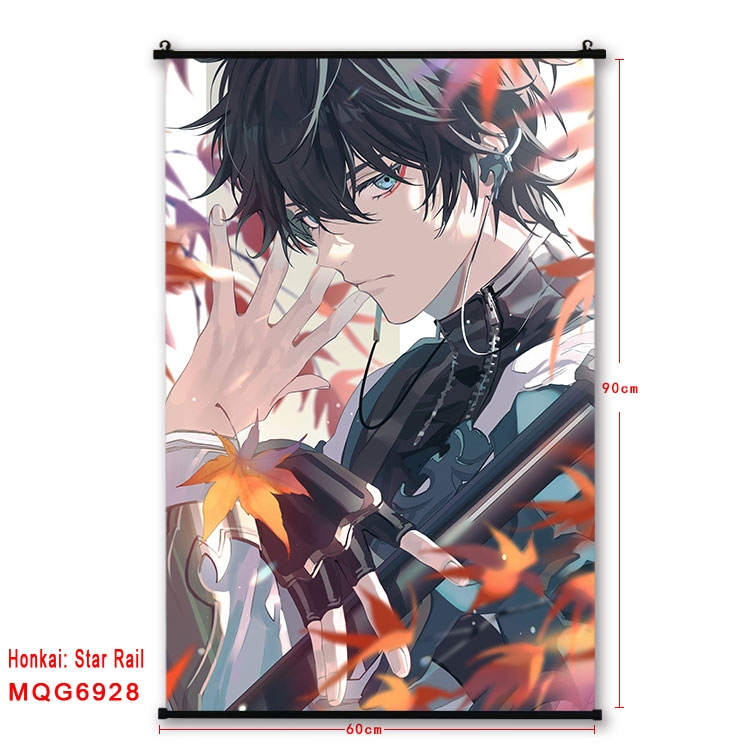 Honkai: Star Rail Anime black Plastic rod Cloth painting Wall Scroll 60X90CM MQG-6928