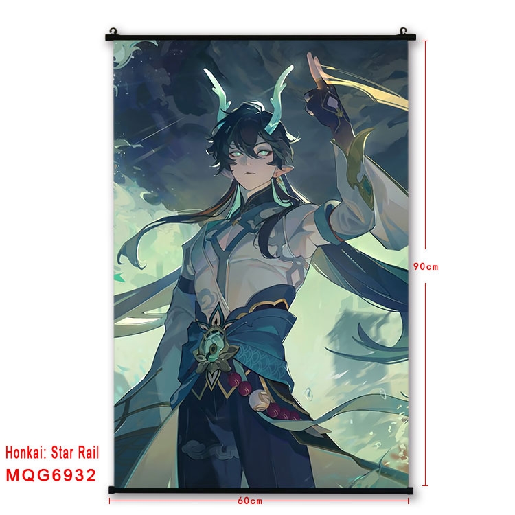 Honkai: Star Rail Anime black Plastic rod Cloth painting Wall Scroll 60X90CM MQG-6932