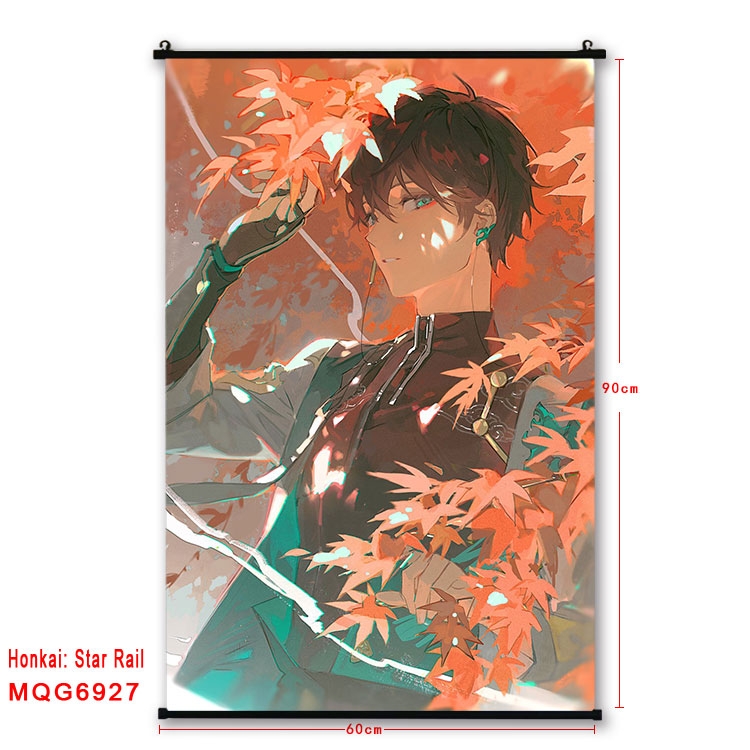 Honkai: Star Rail Anime black Plastic rod Cloth painting Wall Scroll 60X90CM MQG-6927