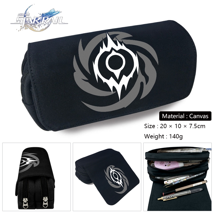 Honkai: Star Rail Anime Multi-Function Double Zipper Canvas Cosmetic Bag Pen Case 20x10x7.5cm
