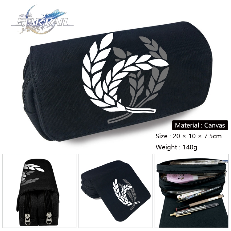 Honkai: Star Rail Anime Multi-Function Double Zipper Canvas Cosmetic Bag Pen Case 20x10x7.5cm