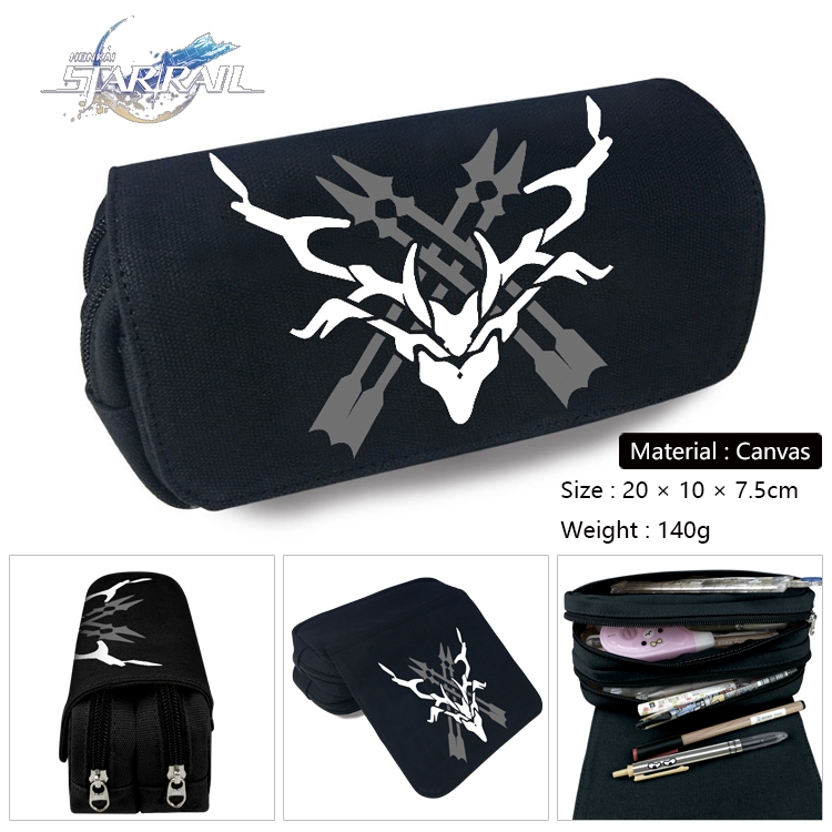 Honkai: Star Rail Anime Multi-Function Double Zipper Canvas Cosmetic Bag Pen Case 20x10x7.5cm