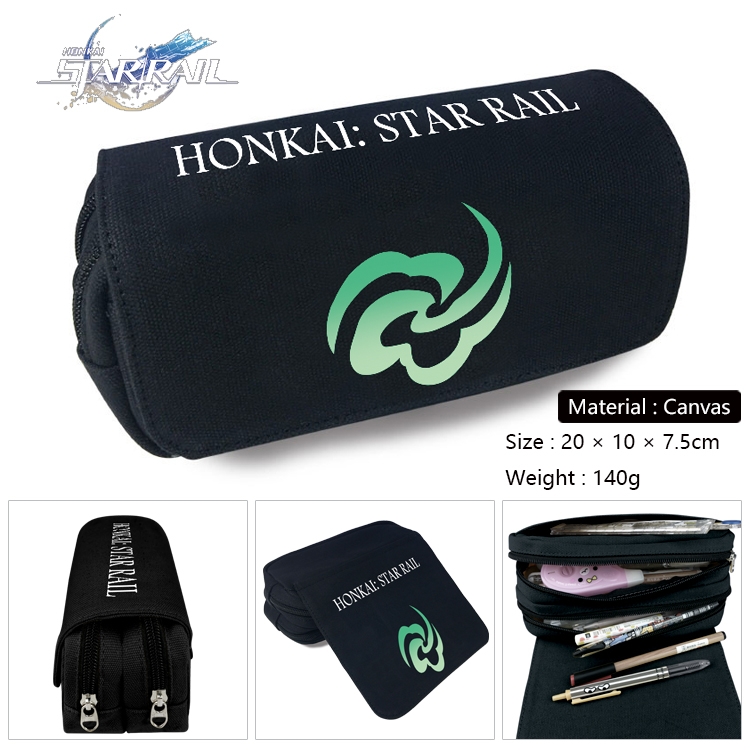 Honkai: Star Rail Anime Multi-Function Double Zipper Canvas Cosmetic Bag Pen Case 20x10x7.5cm