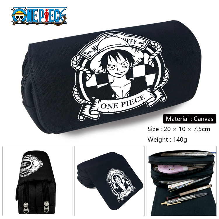 One Piece Anime Multi-Function Double Zipper Canvas Cosmetic Bag Pen Case 20x10x7.5cm